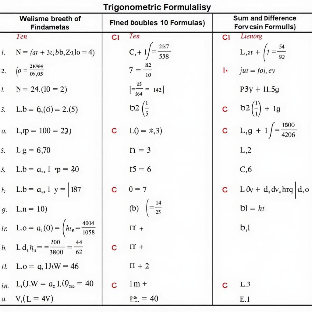 Bảng Công Thức Lượng Giác Đại Số 10: Chìa Khóa Giải Bài Tập
