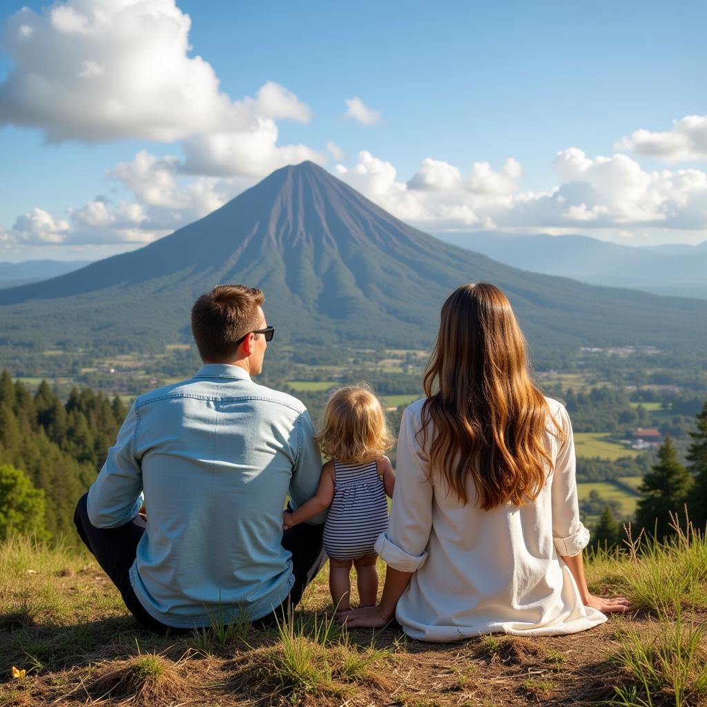 Một gia đình đang vui vẻ tham quan Indonesia với sự bảo vệ của bảo hiểm du lịch.