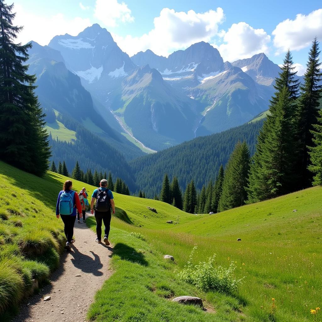 Hình ảnh du khách đang trekking trong vườn quốc gia Tatra cao, Slovakia.