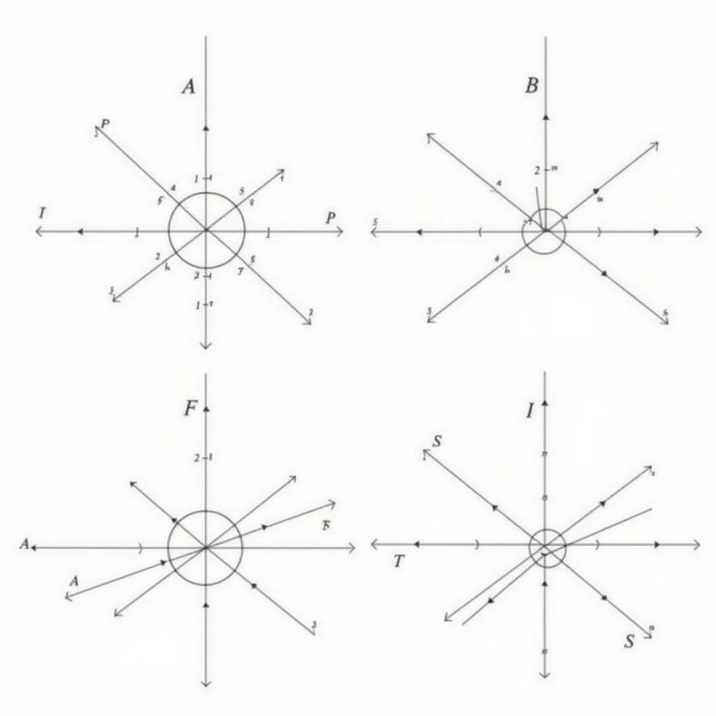 Hình ảnh minh họa đường sức điện trường xung quanh các điện tích điểm