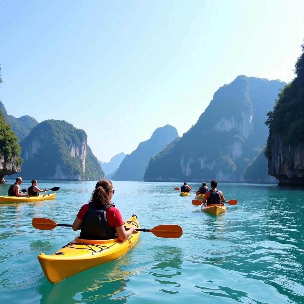 Hoạt động chèo thuyền kayak tại Hạ Long