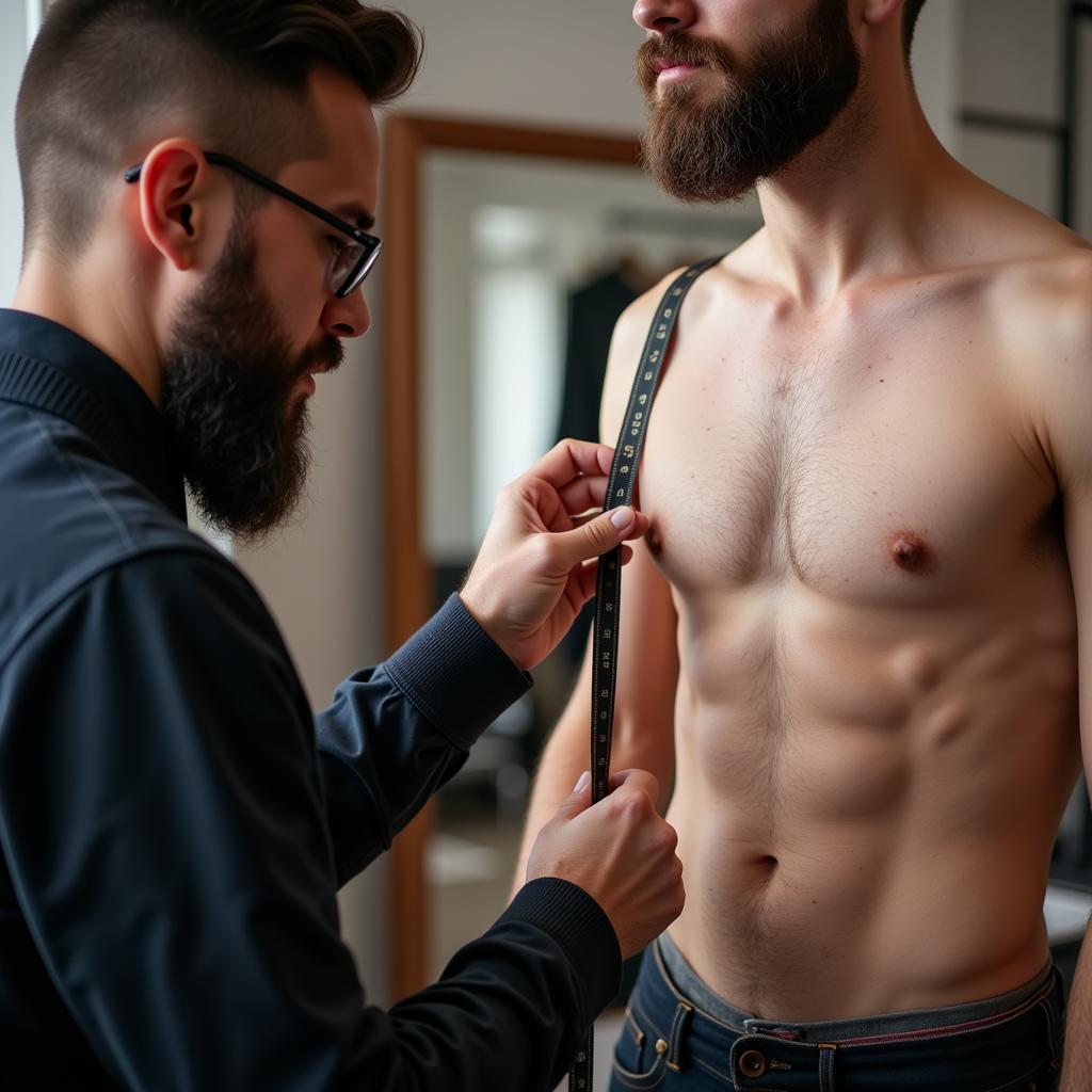 Taking accurate measurements for a men's shirt