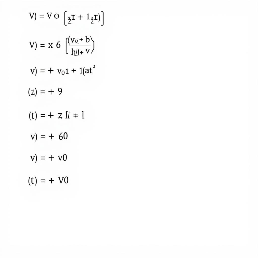 Ví dụ về công thức v = v0 + at