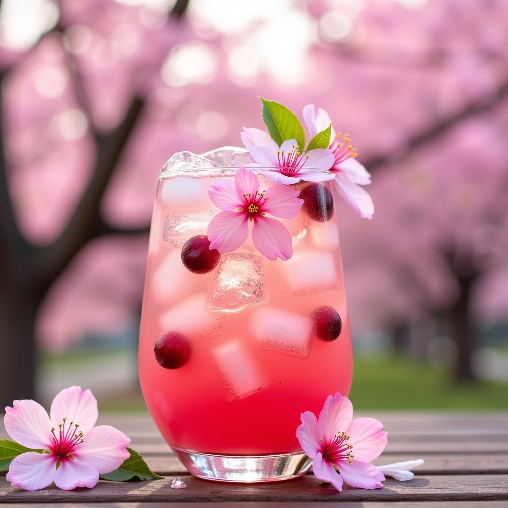 Cherry blossom syrup trong đồ uống